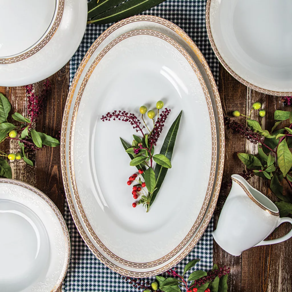 سرویس غذاخوری 28 پارچه چینی زرین ایران مدل ایتالیا اف ریوا درجه 3