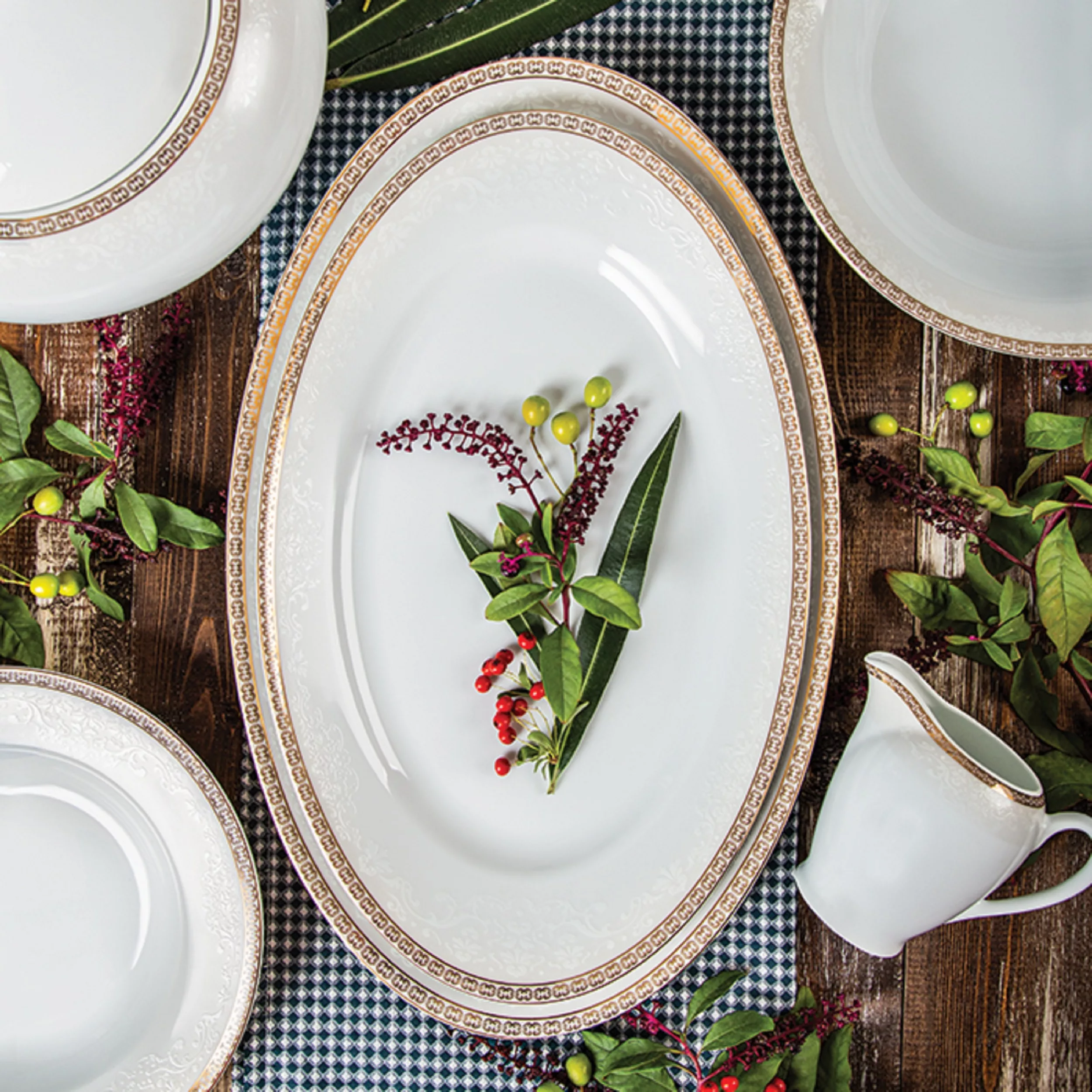 سرویس غذاخوری 28 پارچه چینی زرین ایران مدل ایتالیا اف ریوا درجه 3