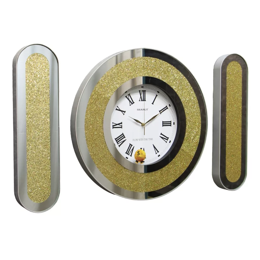 ساعت دیواری مدل آیینه ای کد 1307SG به همراه تابلو آیینه