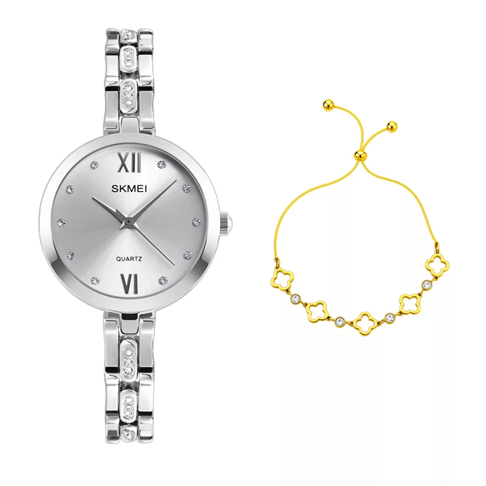 ساعت مچی عقربه‌ای کوارتز زنانه اسکمی مدل 1225SI به همراه دستبند