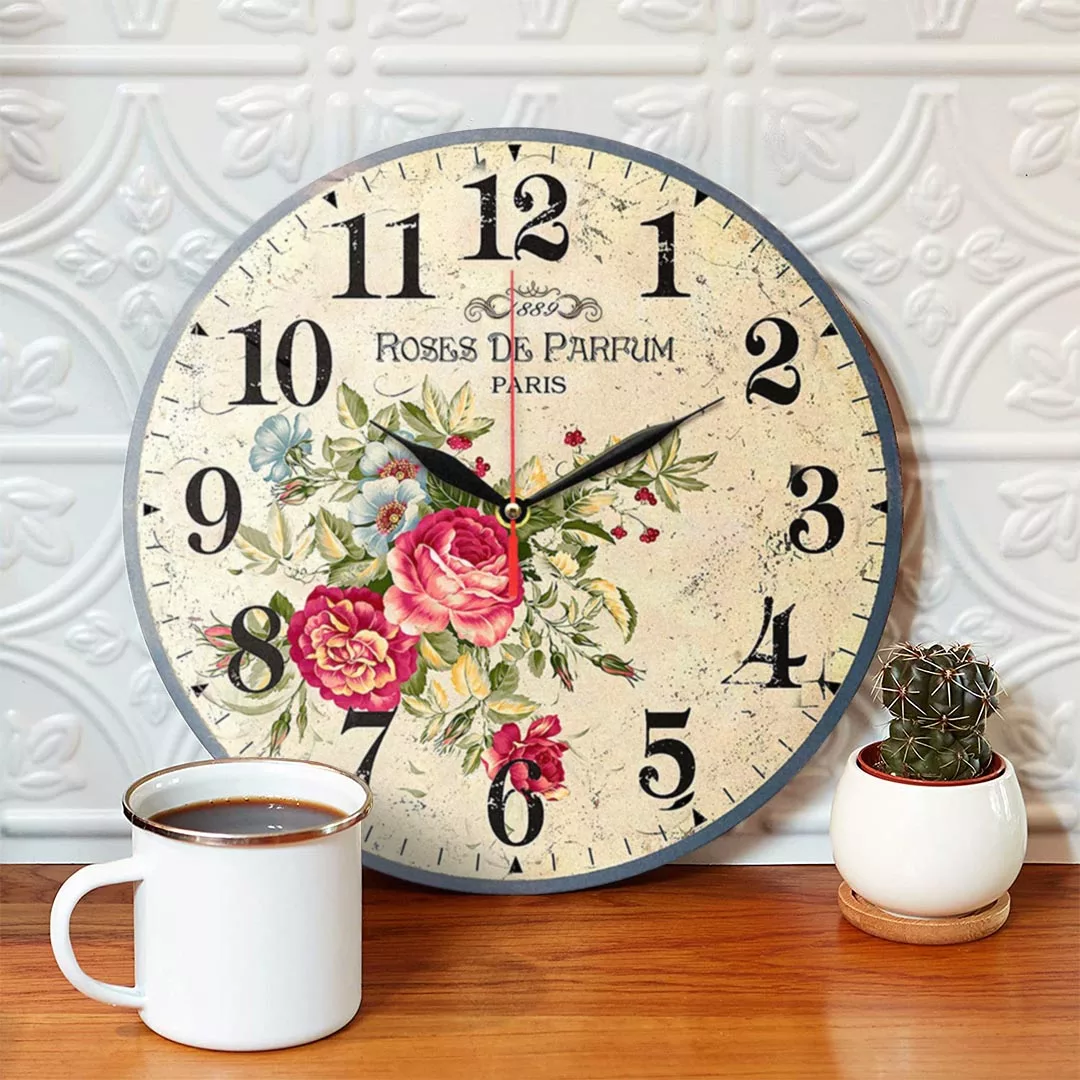 ساعت دیواری طرح گل رز کد 1383