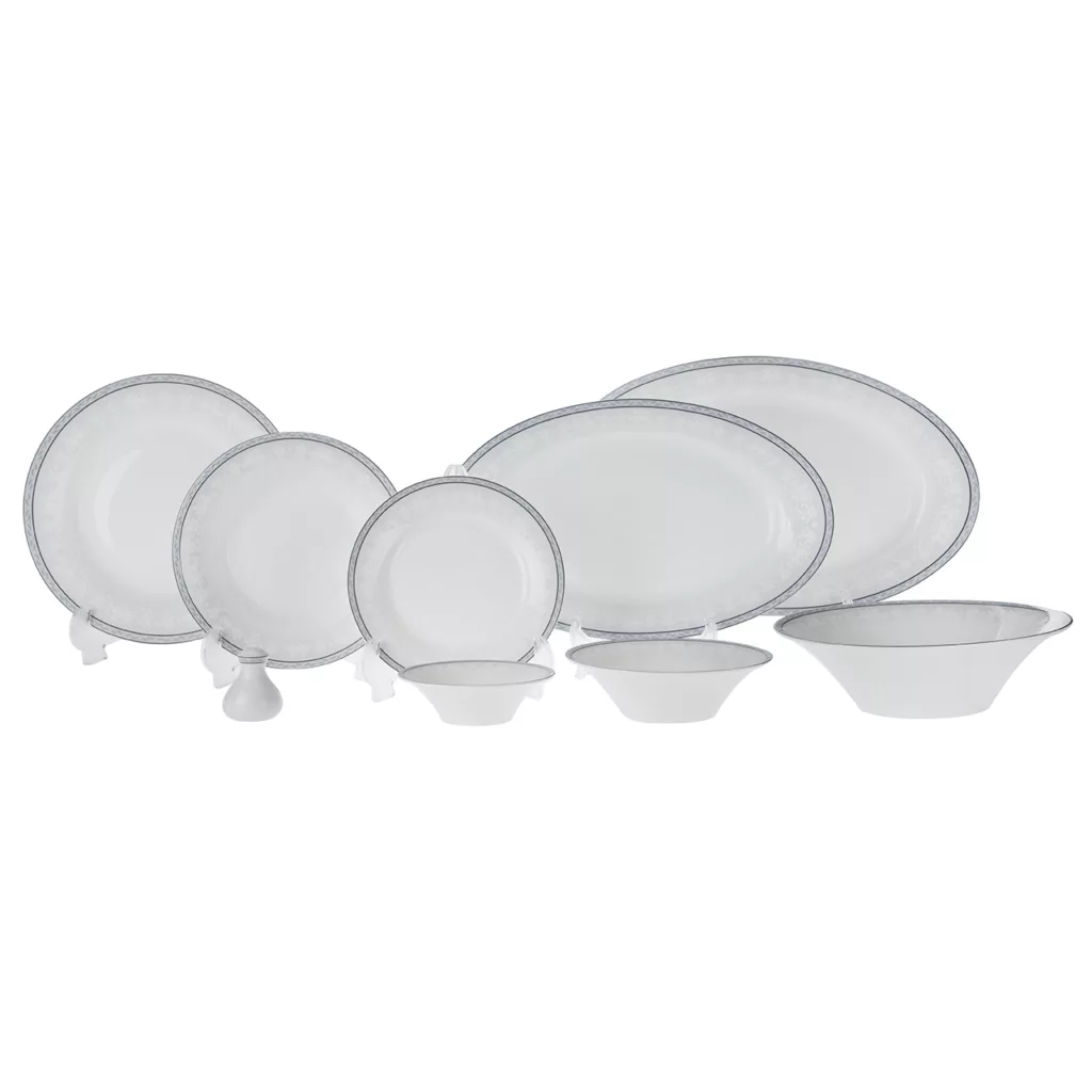 سرویس غذاخوری 35 پارچه چینی زرین ایران سری شهرزاد مدل وایت رز درجه عالی