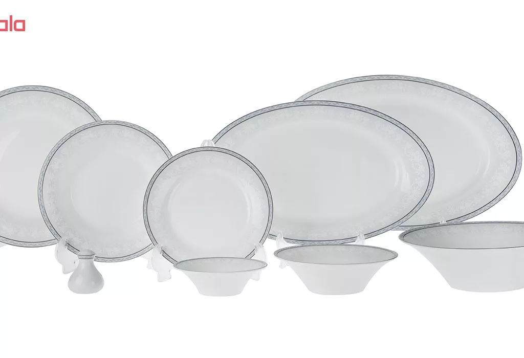 سرویس غذاخوری 35 پارچه چینی زرین ایران سری شهرزاد مدل وایت رز درجه عالی