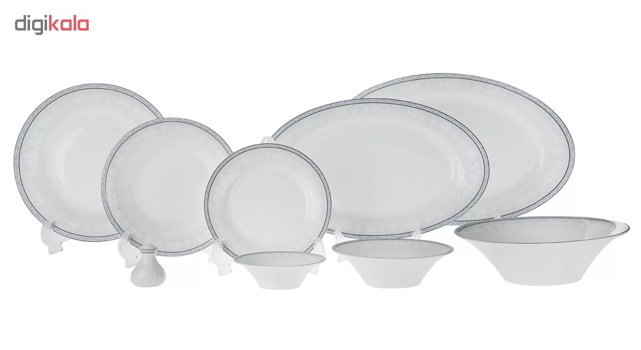 سرویس غذاخوری 35 پارچه چینی زرین ایران سری شهرزاد مدل وایت رز درجه عالی