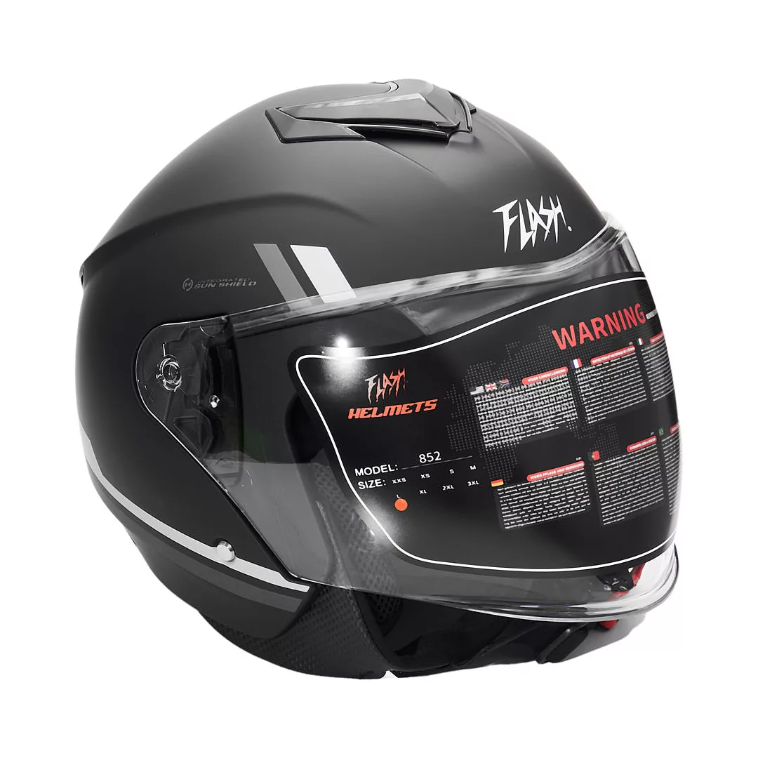 کلاه کاسکت بدون فک فلش مدل 852 matt black-gray 35#