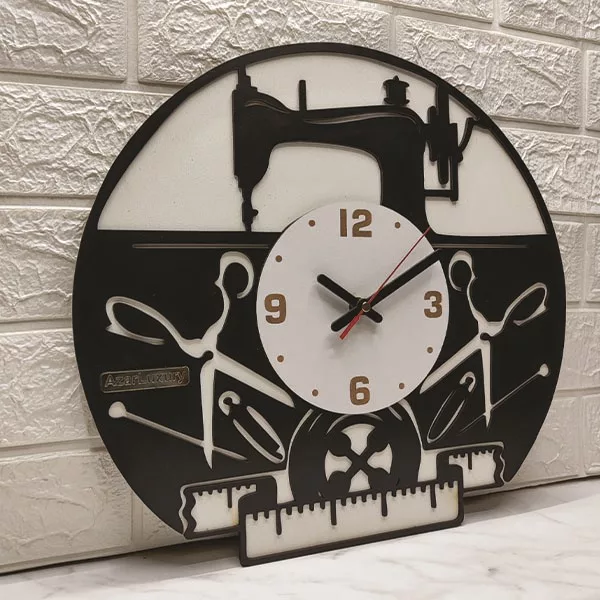 ساعت دیواری آذرلاکچری طرح خیاطی کد kh01