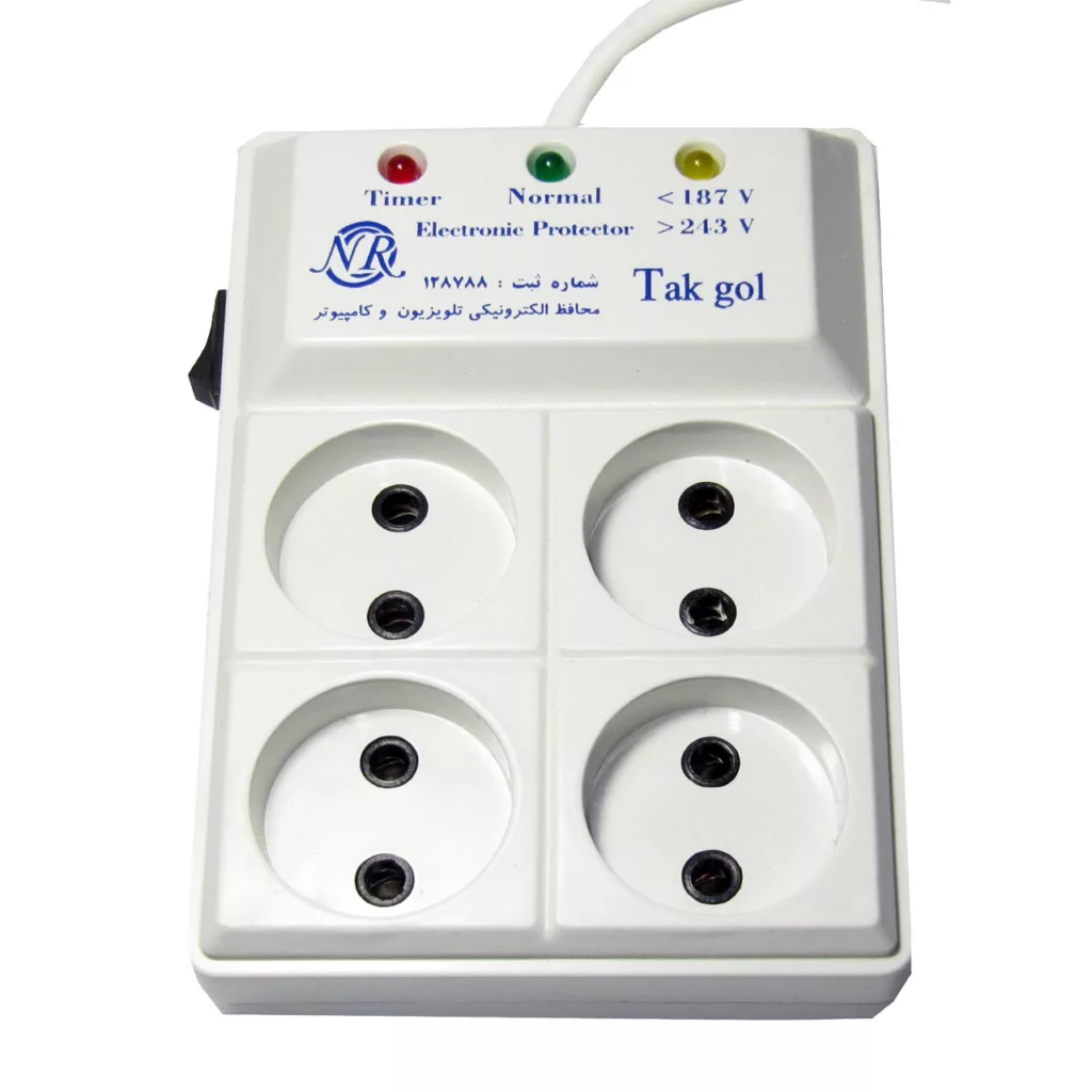 محافظ ولتاژ و چند راهی برق تک گل مدل Electronic 4 Sochets