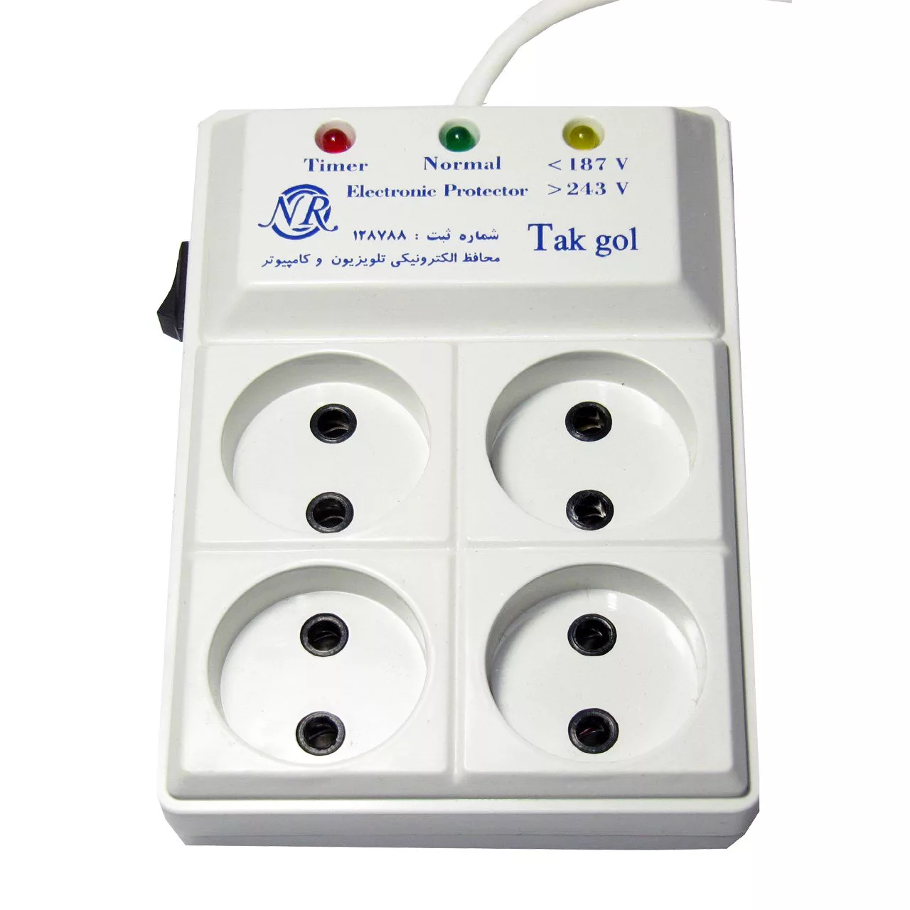 محافظ ولتاژ و چند راهی برق تک گل مدل Electronic 4 Sochets