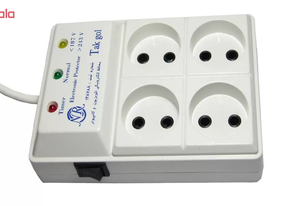 محافظ ولتاژ و چند راهی برق تک گل مدل Electronic 4 Sochets