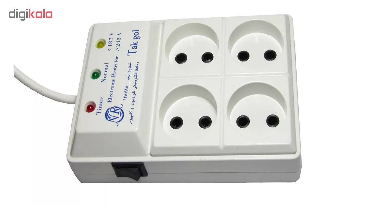 محافظ ولتاژ و چند راهی برق تک گل مدل Electronic 4 Sochets