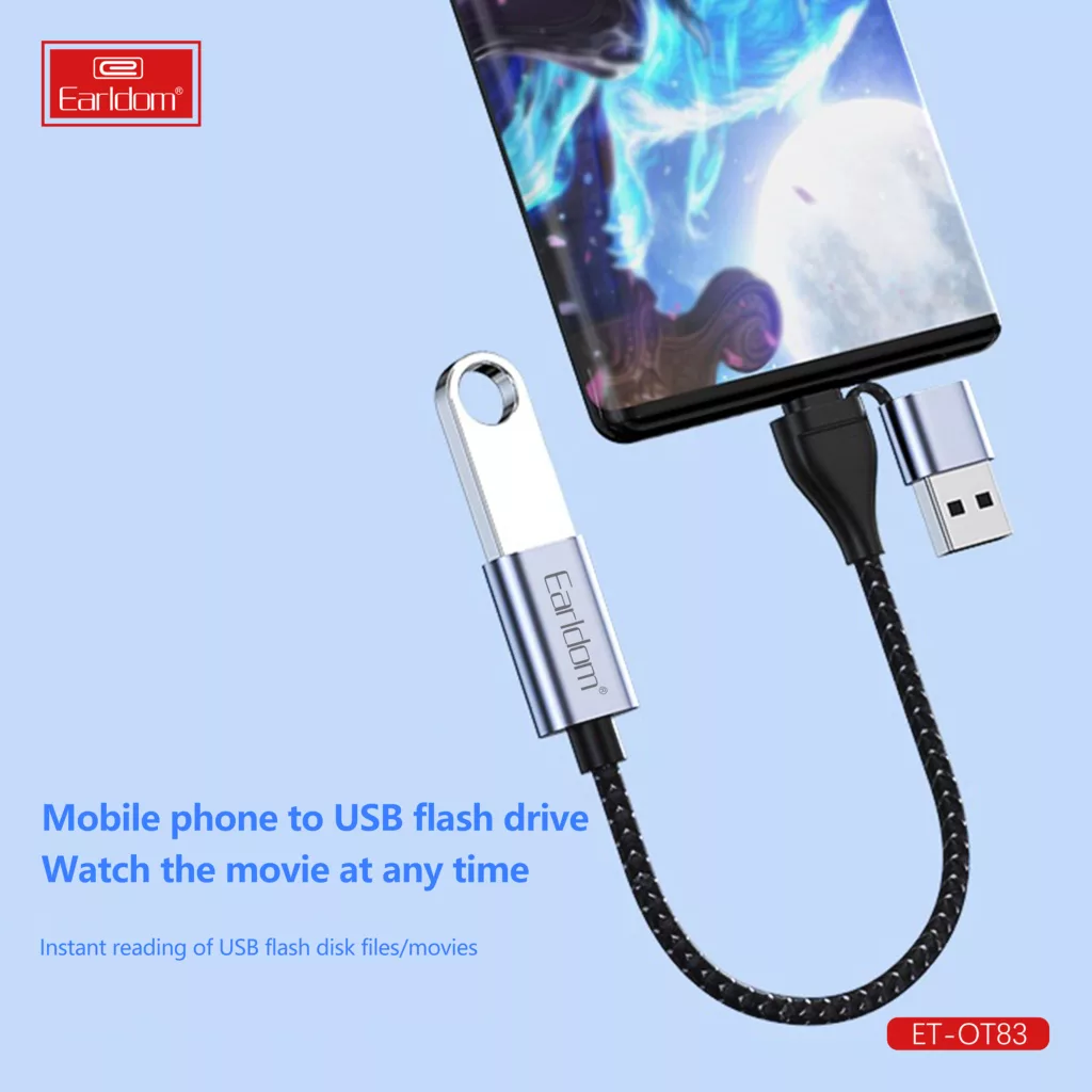 مبدل OTG USB به USB-C / USB  ارلدام مدل 2IN1 OT83