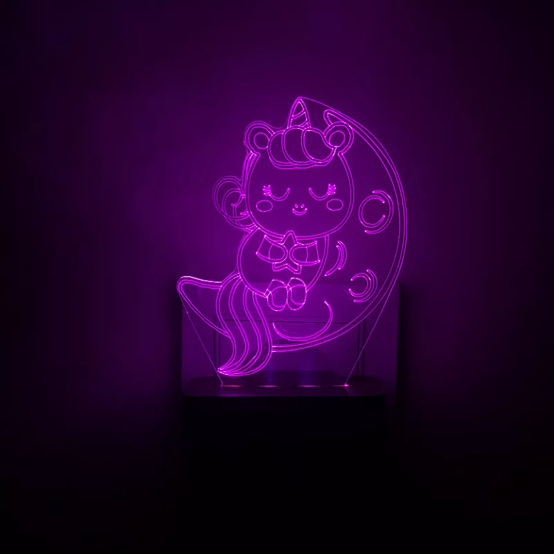 چراغ خواب اتاق کودک طرح تک شاخ و ماه مدل دیواری