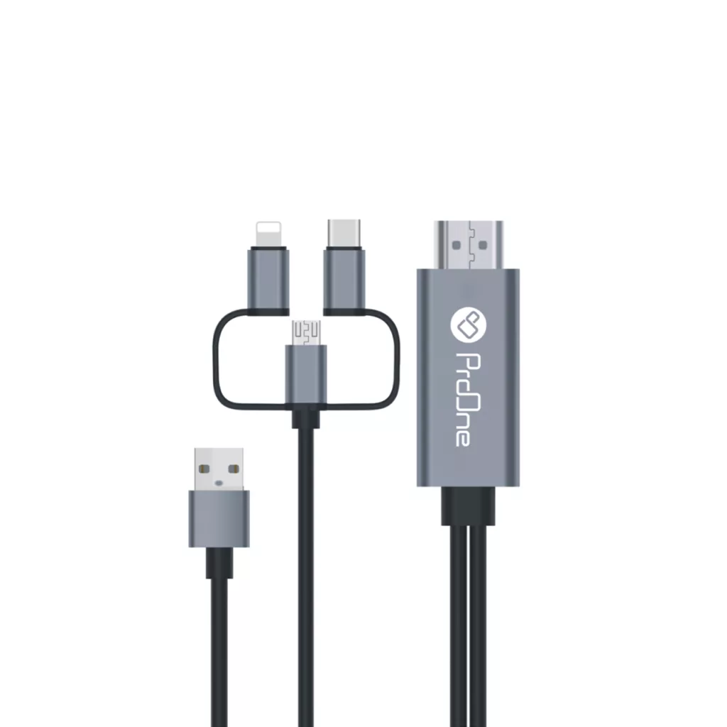 کابل تبدیل HDMI به USB-C / microUSB / لایتنینگ پرووان مدل PCH70 طول 1.8متر