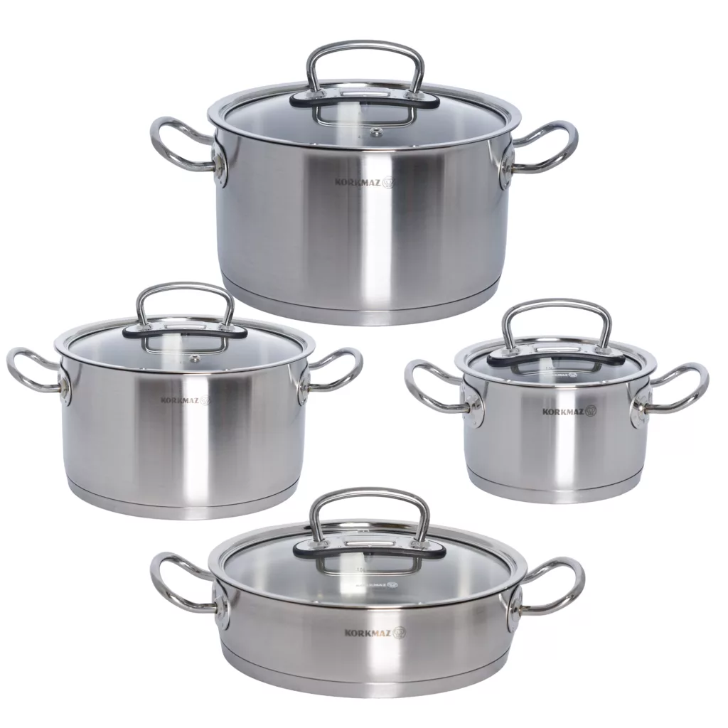 سرویس قابلمه و تابه استیل 8 پارچه کرکماز مدل پرولاین کد 1147