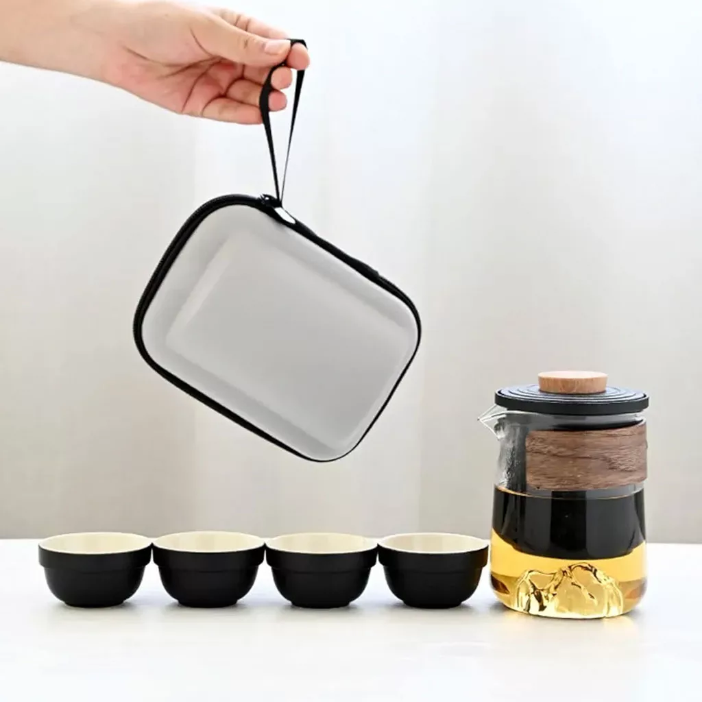 ست قوری و فنجان مدل کیف دار گنجایش قوری 0.325 لیتر مجموعه 5 عددی