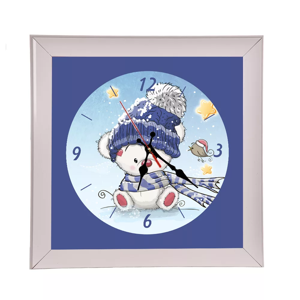 لوستر اتاق کودک مدل خرس زمستانی کلاه دار به همراه ساعت دیواری و اباژور