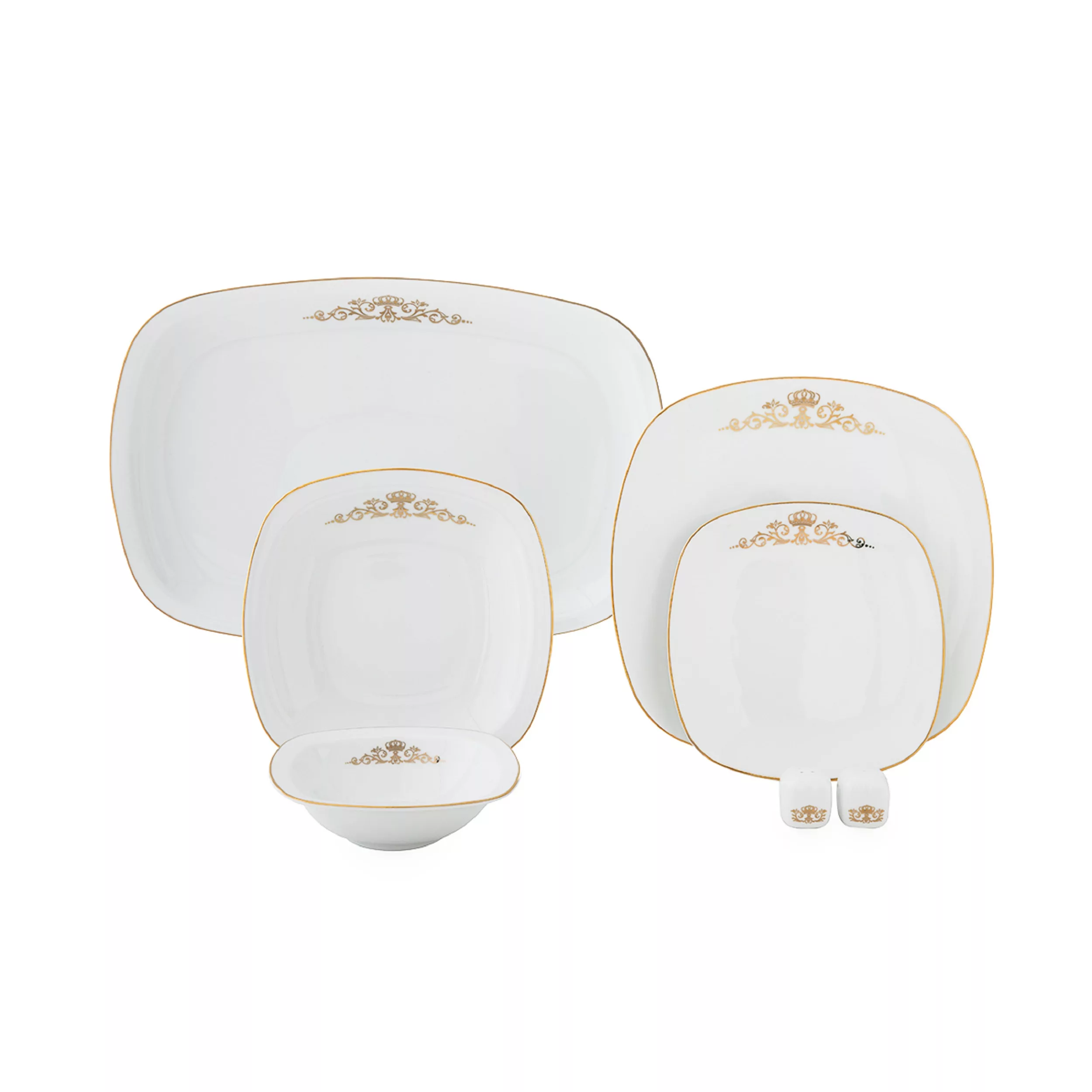 سرویس غذاخوری چینی زرین ایران مدل کواترو 27 پارچه کوئین طلایی درجه عالی