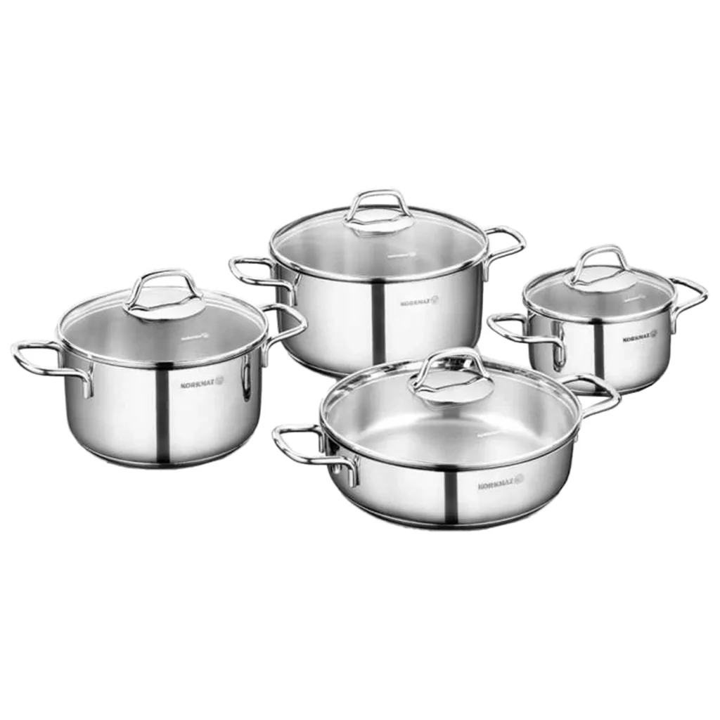 سرویس قابلمه تابه استیل 8 پارچه کرکماز طرح Perla کد A1606