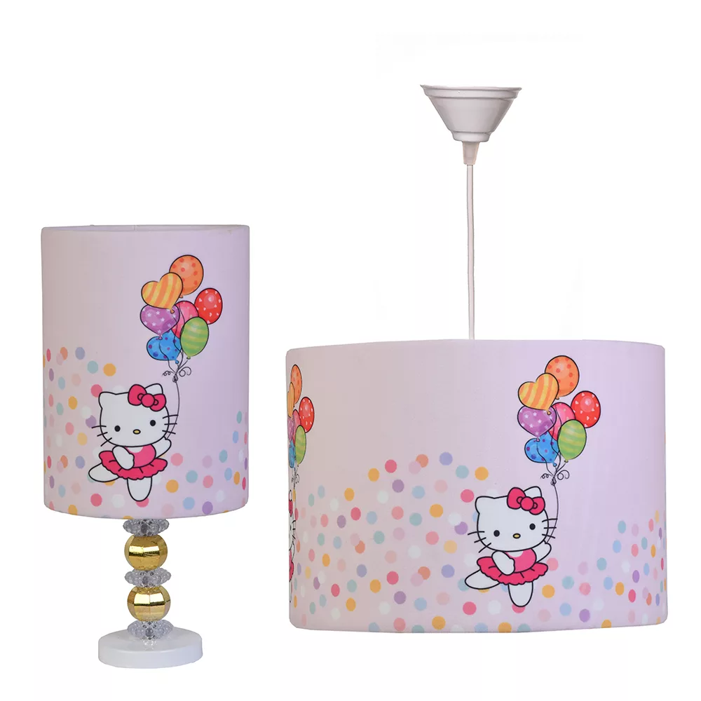 ست لوستر و آباژور کودک مدل هلو کیتی