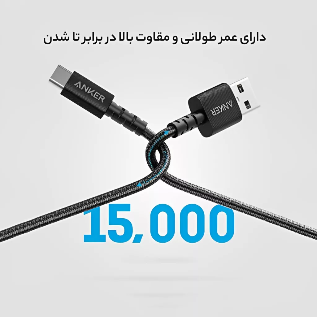 کابل تبدیل USB به USB-C انکر مدل A8022 طول 0.9 متر