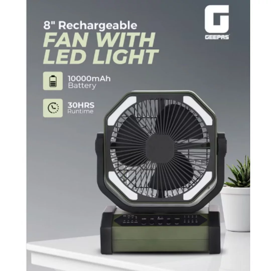 پنکه شارژی جی پاس مدل gf21220 ظرفیت 10000 میلی آمپر ساعت