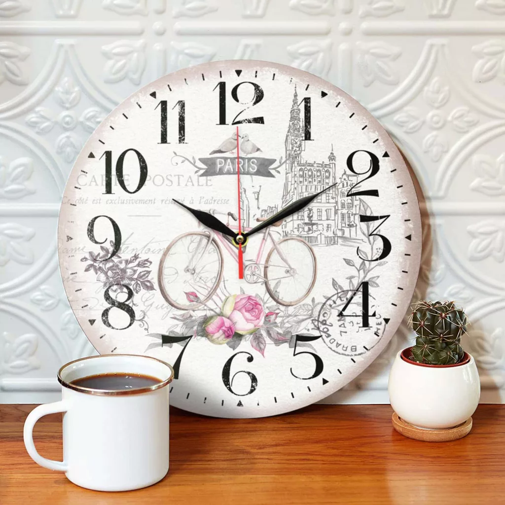 ساعت دیواری مدل 1115 طرح دوچرخه و گل