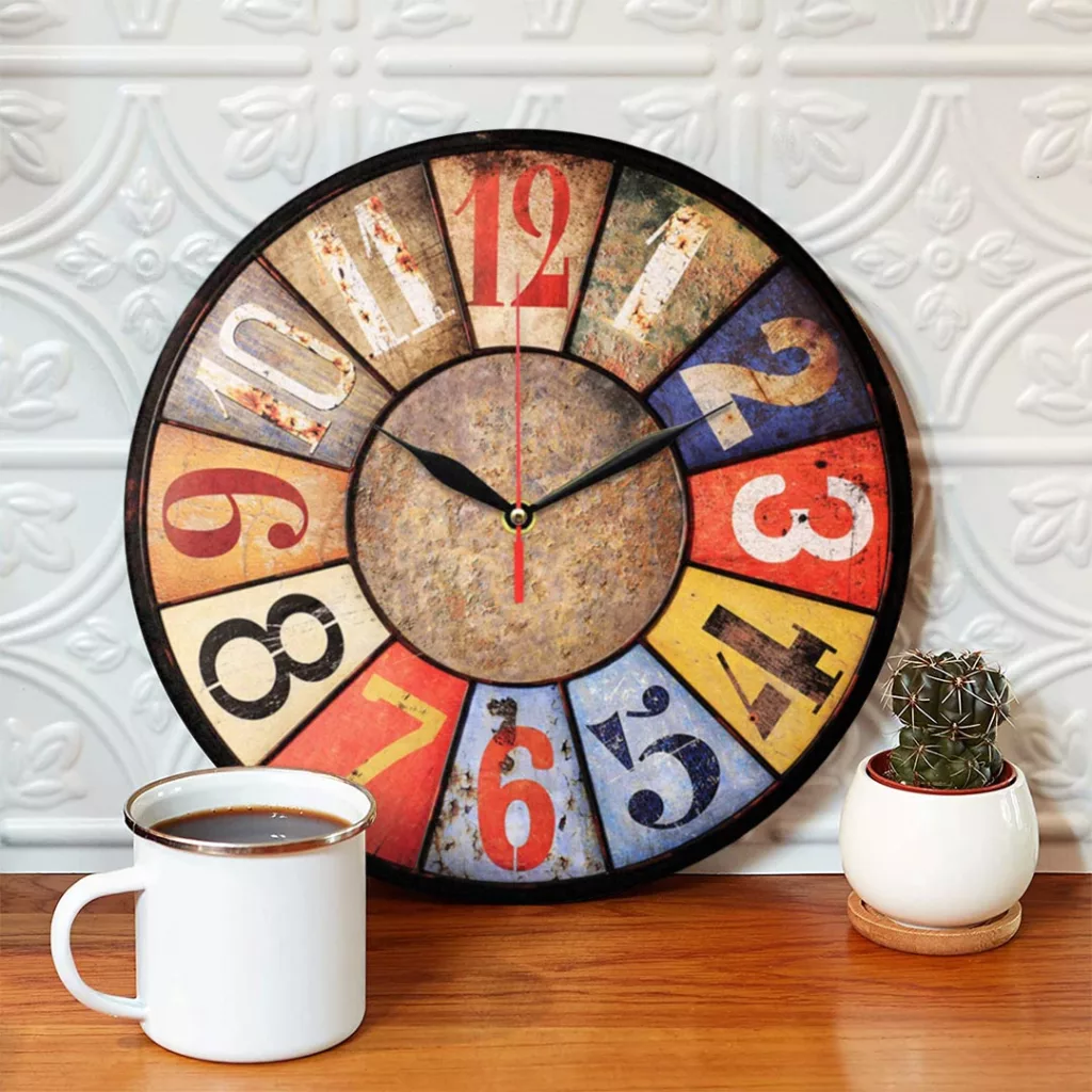ساعت دیواری طرح آنتیک رنگارنگ کد 1089B