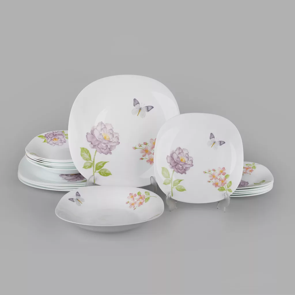 سرویس غذاخوری 18 پارچه 6 نفره مدل مربع کلاسیک 313