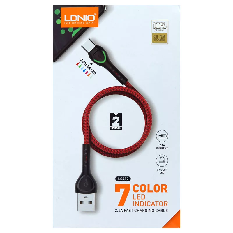 کابل تبدیل USB به microUSB الدینیو مدل LS482 طول 2 متر