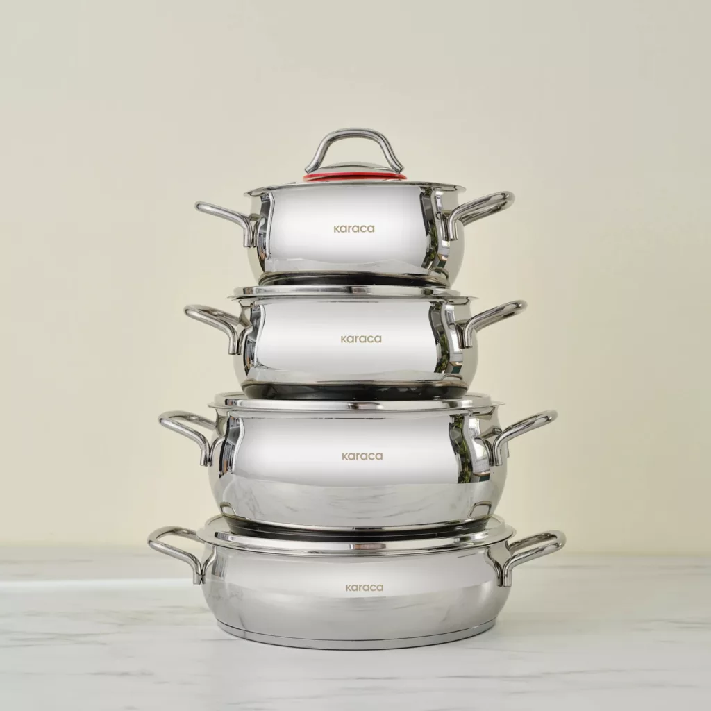 سرویس قابلمه استیل 8 پارچه کاراجا مدل Emirgan Celik