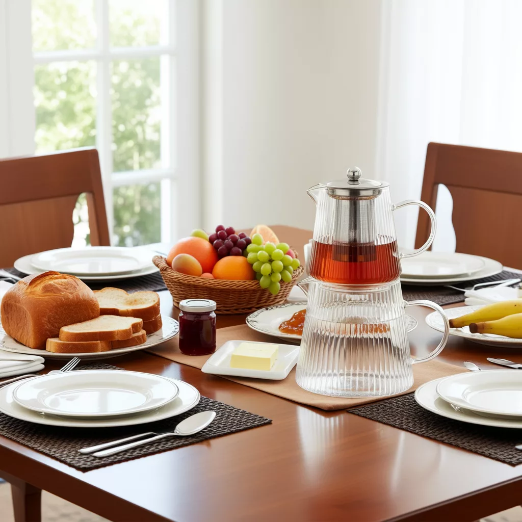 ست کتری و قوری مدل شعله مستقیم کامفورت کد 102 کنجایش کتری 2 لیتر گنجایش قوری 1 لیتر