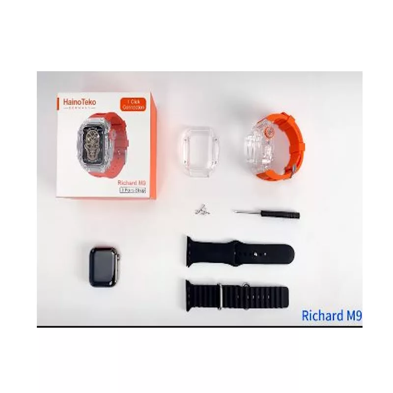 ساعت هوشمند هاینو تکو مدل MMD CRYSTAL CLEAR M9 RICHARD  دارای قابلیت های صفحه نمایش رنگی، صفحه نمایش لمسی، کنترل موسیقی (Music Player)، قابلیت مکالمه از طریق بلوتوث بند سیلیکون