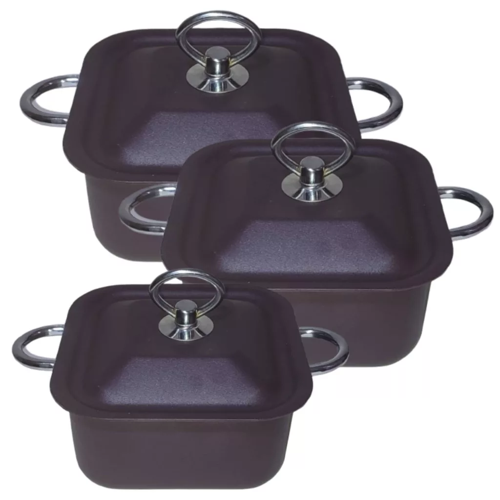 سرویس قابلمه گرانیتی 6 پارچه مدل مربع