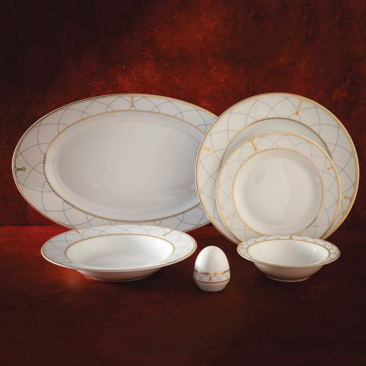 سرویس غذاخوری 102پارچه چینی زرین ایران سری ایتالیا اف مدل رومانا درجه یک