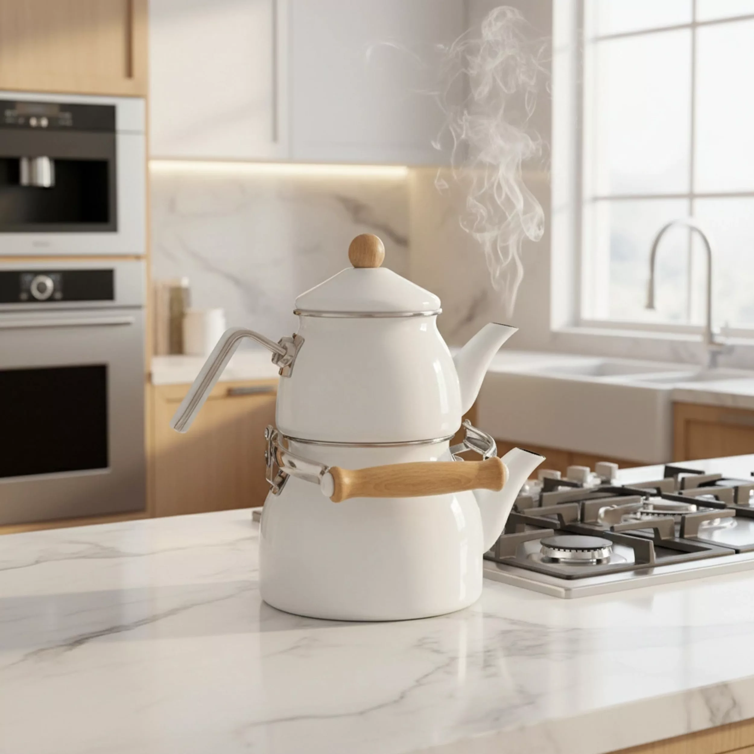 ست کتری و قوری شاهین مدل BYA_Z گنجایش کتری 2.1 لیتر و گنجایش قوری 1.1 لیتر