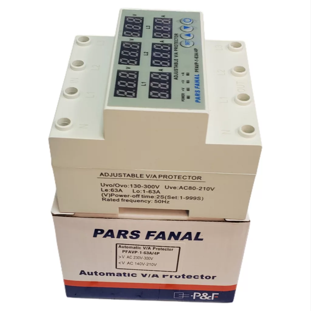 محافظ ولتاژ ۶۳ آمپر سه فاز پارس فانال مدل PFA63