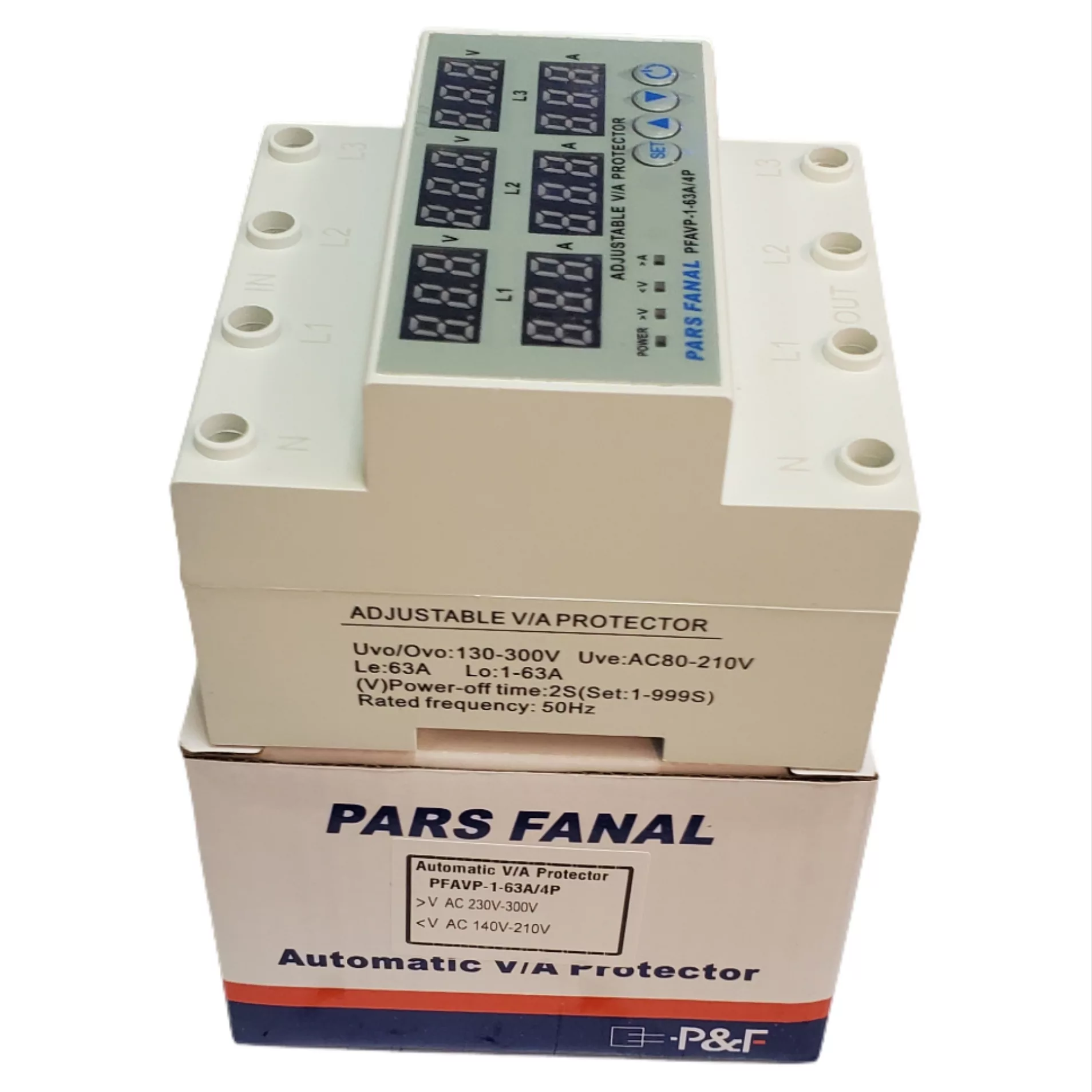 محافظ ولتاژ ۶۳ آمپر سه فاز پارس فانال مدل PFA63