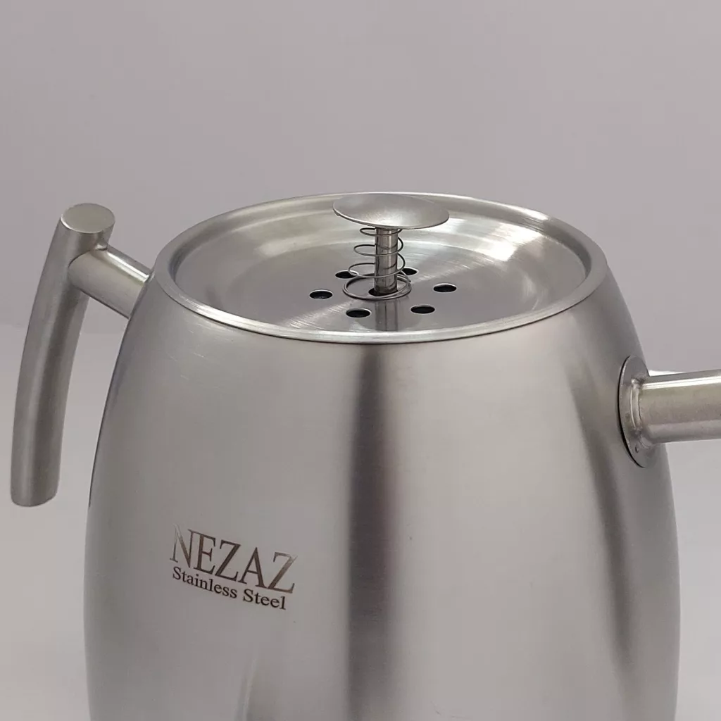 ست کتری و قوری نزاز مدل هرمی تمام استیل