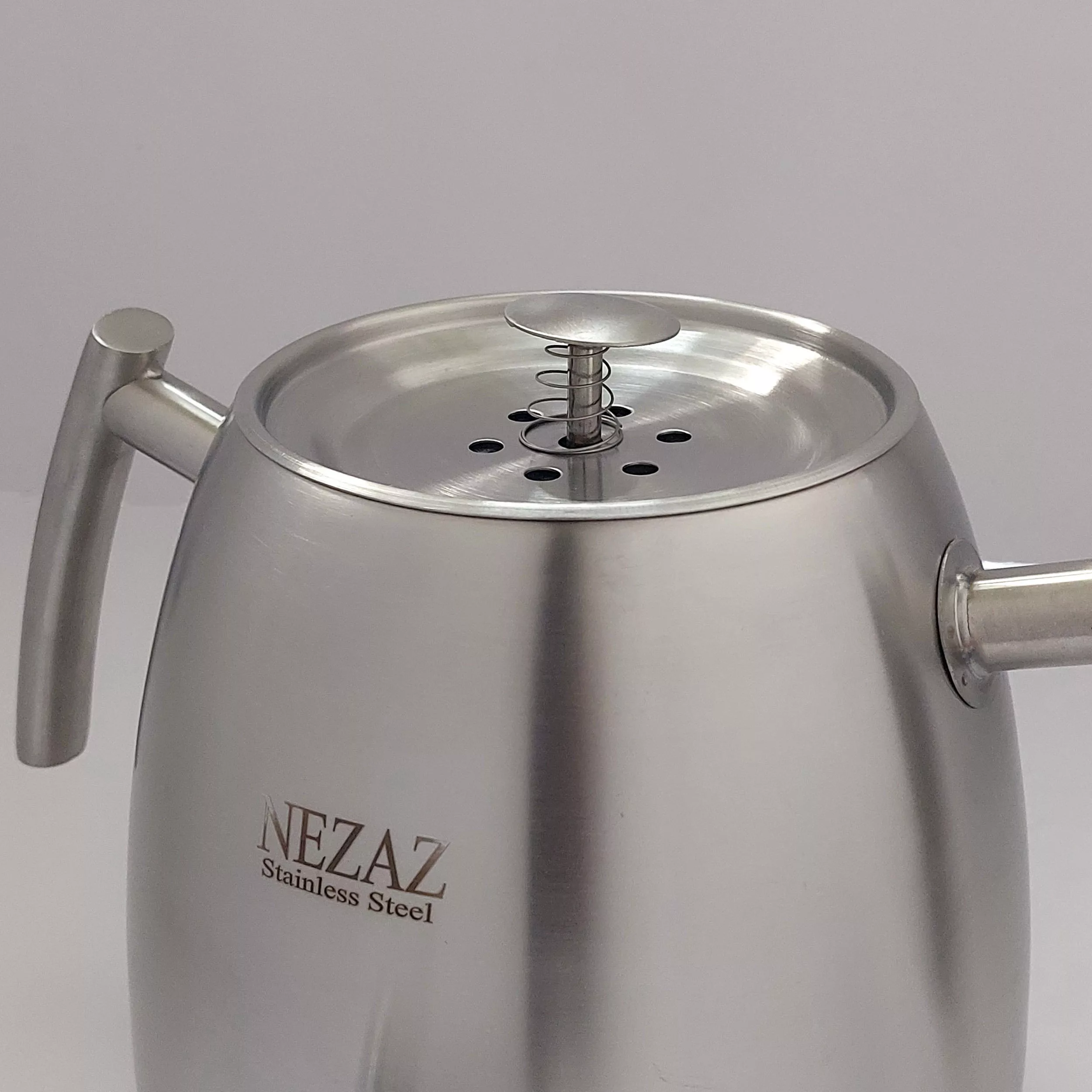 ست کتری و قوری نزاز مدل هرمی تمام استیل