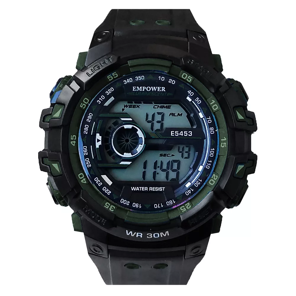 ساعت مچی دیجیتال مردانه امپاور مدل اسپرت ضدآب استخری چراغدار ورزشی کد 1654SPORT