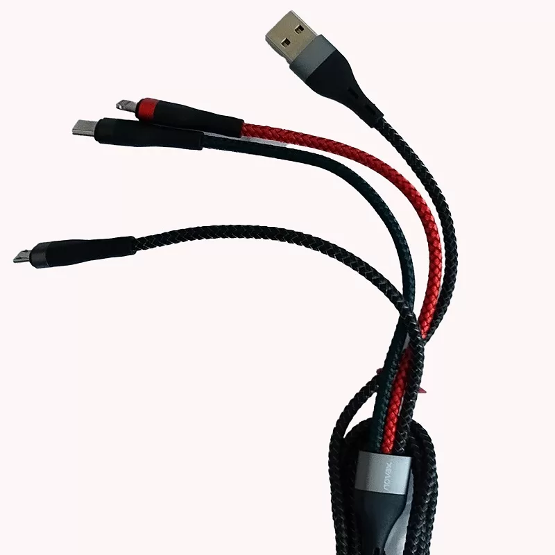 کابل تبدیل USB به microUSB/لایتنینگ/USB-C نواکس مدلL117 طول 1.2 متر