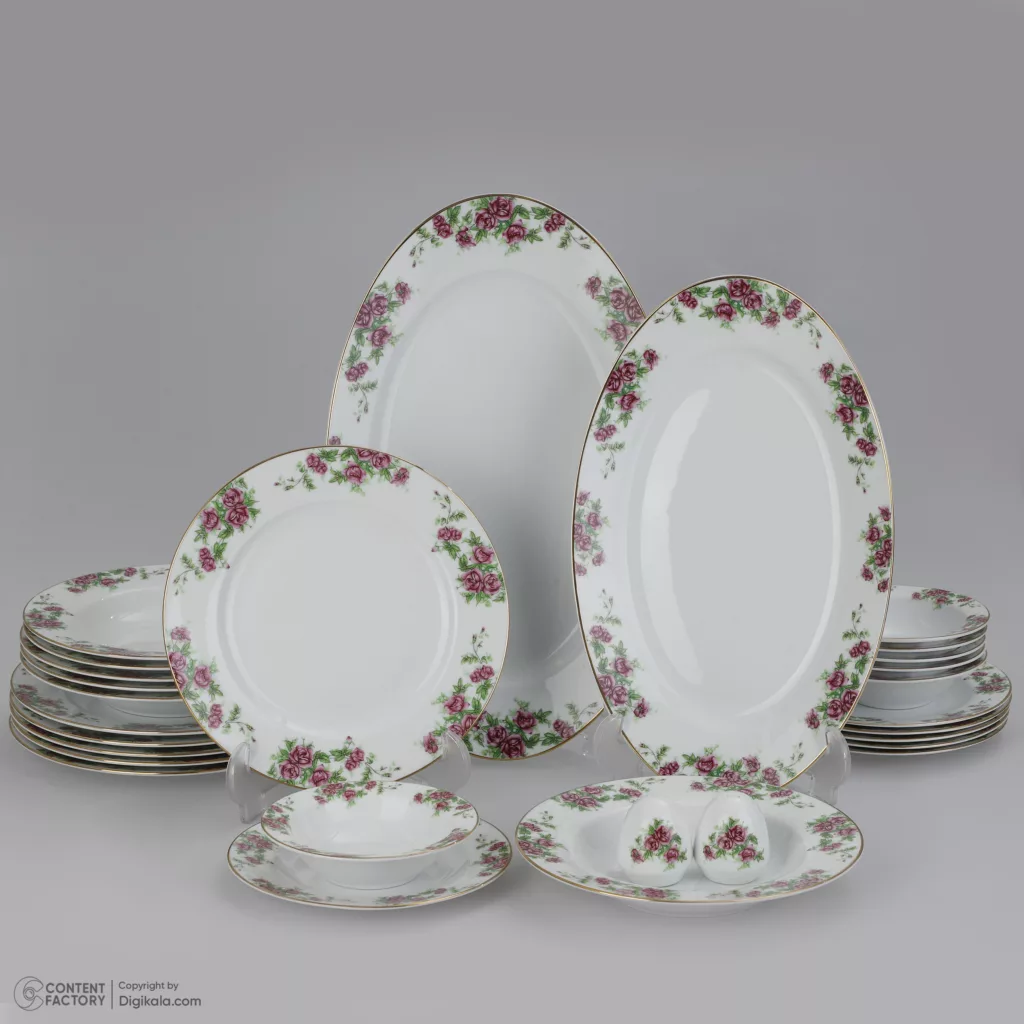 سرویس غذاخوری 28 پارچه چینی زرین ایران سری ایتالیا اف مدل Bidgol درجه یک