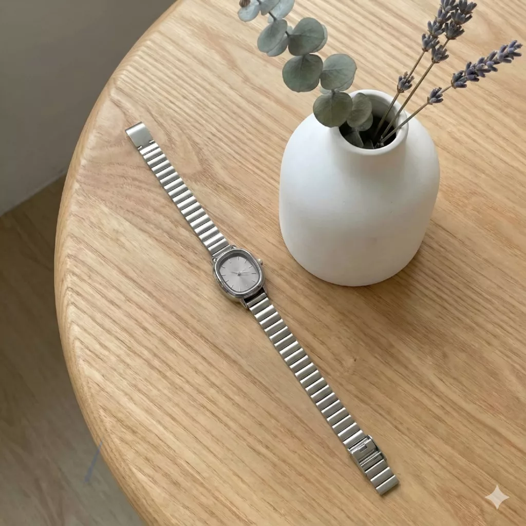 ساعت مچی عقربه‌ای کوارتز زنانه مدل کلاسیک مینیمال بند طرح کرکره ای کد ۲