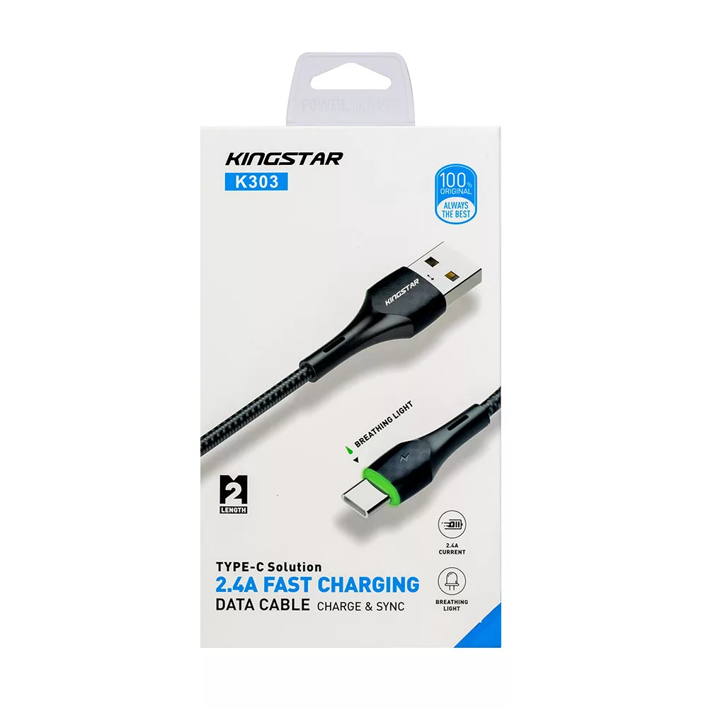 کابل تبدیل USB به USB-C کینگ استار مدل K303 طول 2 متر