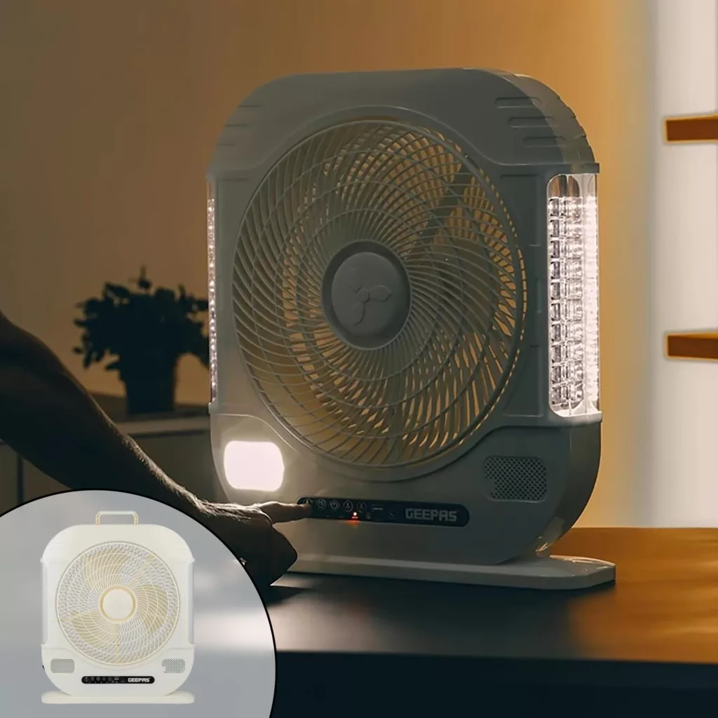 پنکه شارژی جی پاس مدل GF21190 ظرفیت 7000 میلی آمپر ساعت