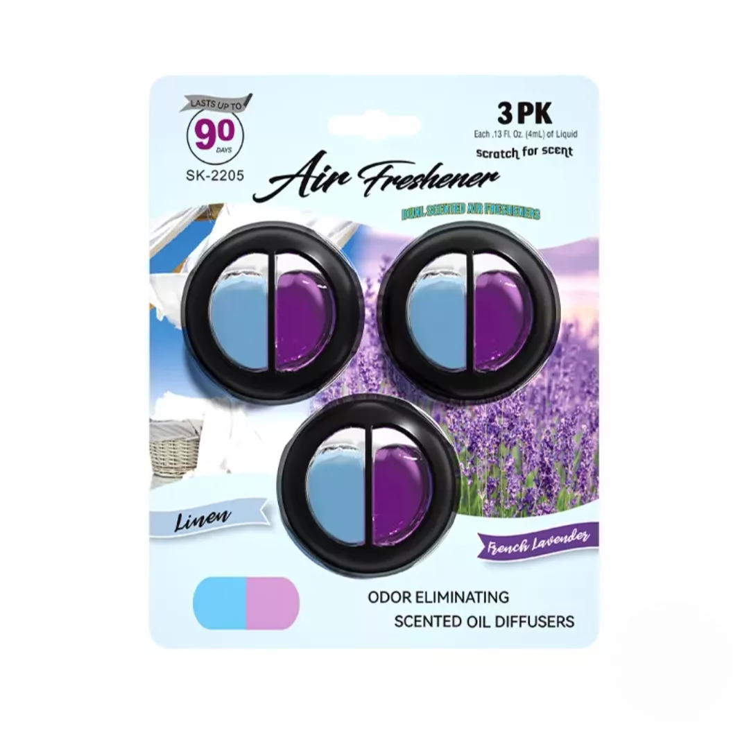 خوشبو کننده خودرو ایر فرش مدل ونت دریچه کولری دو قلو با رایحه لاوندر و لنین حجم ۴ میلی لیتر  مجموعه سه عددی