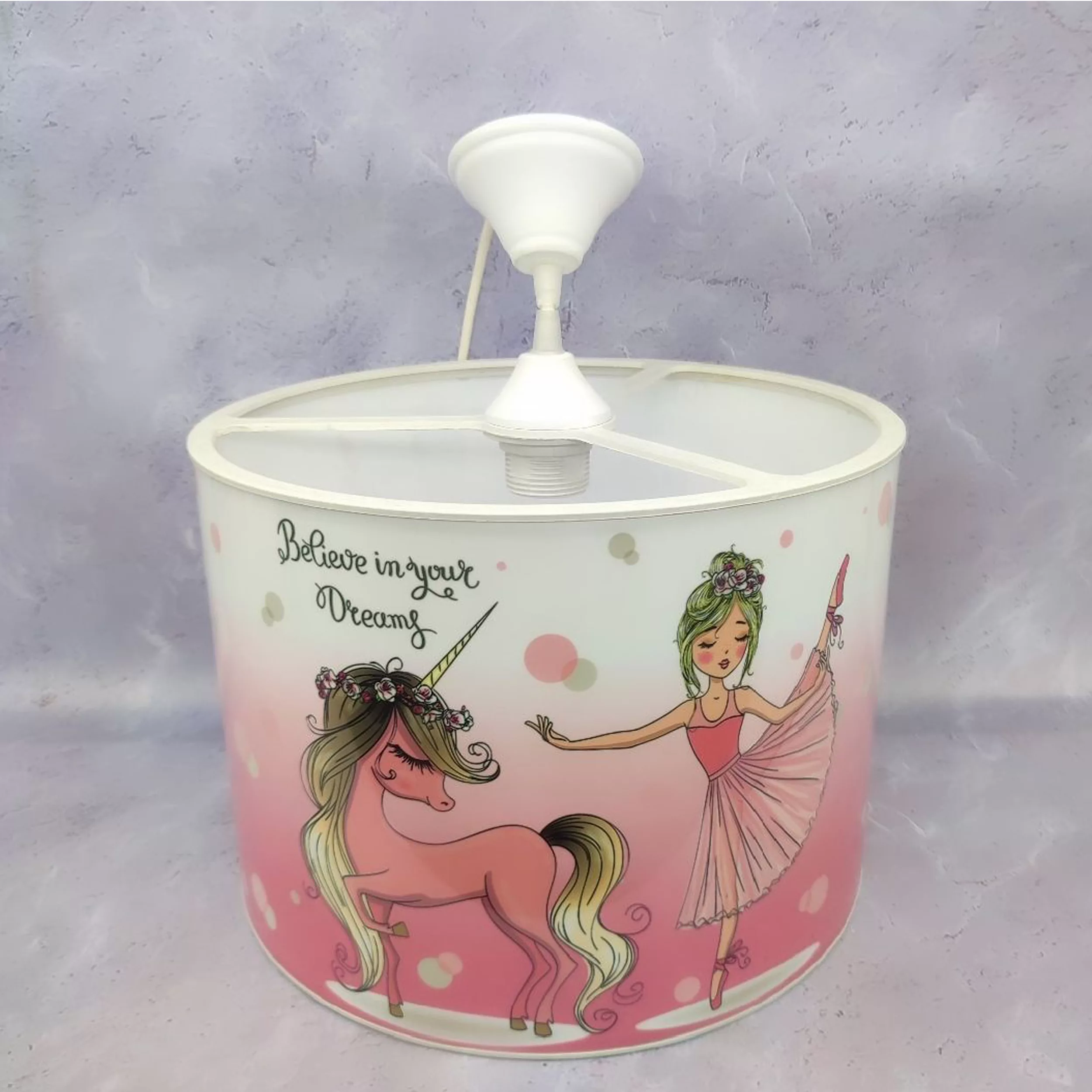 لوستر اتاق کودک مدل دختر بالرین و اسب تک شاخ صورتی