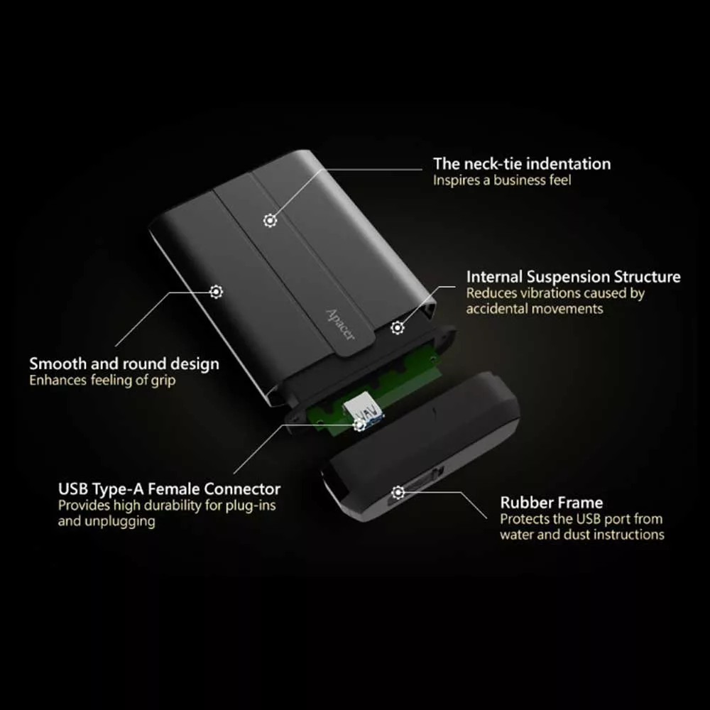 هارد اکسترنال اپیسر مدل AC732 ظرفیت 1 ترابایت ظرفیت یک ترابایت دارای رابط USB Type-A 3.0