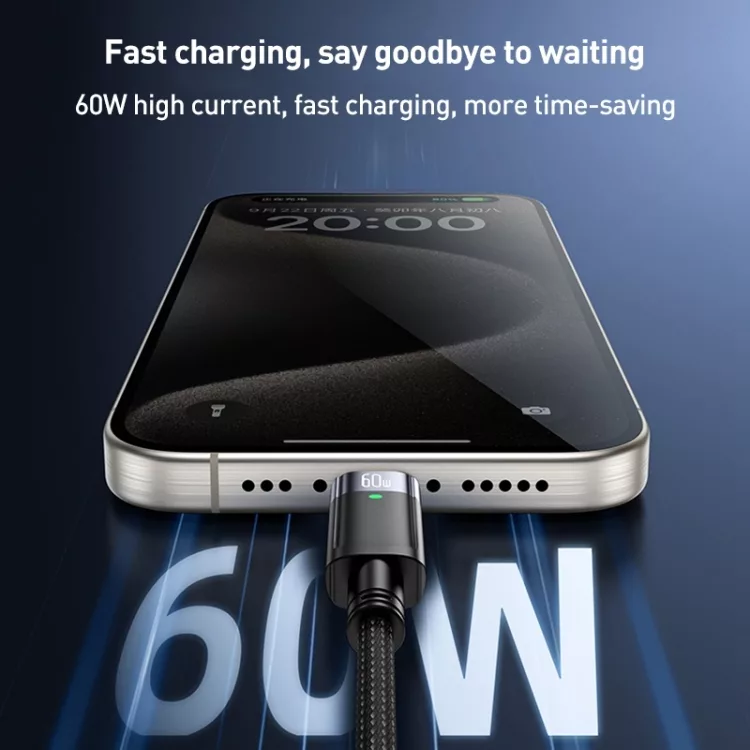 کابل USB-C یسیدو مدل AUTO POWER OFF CA160 60W طول 1.2 متر