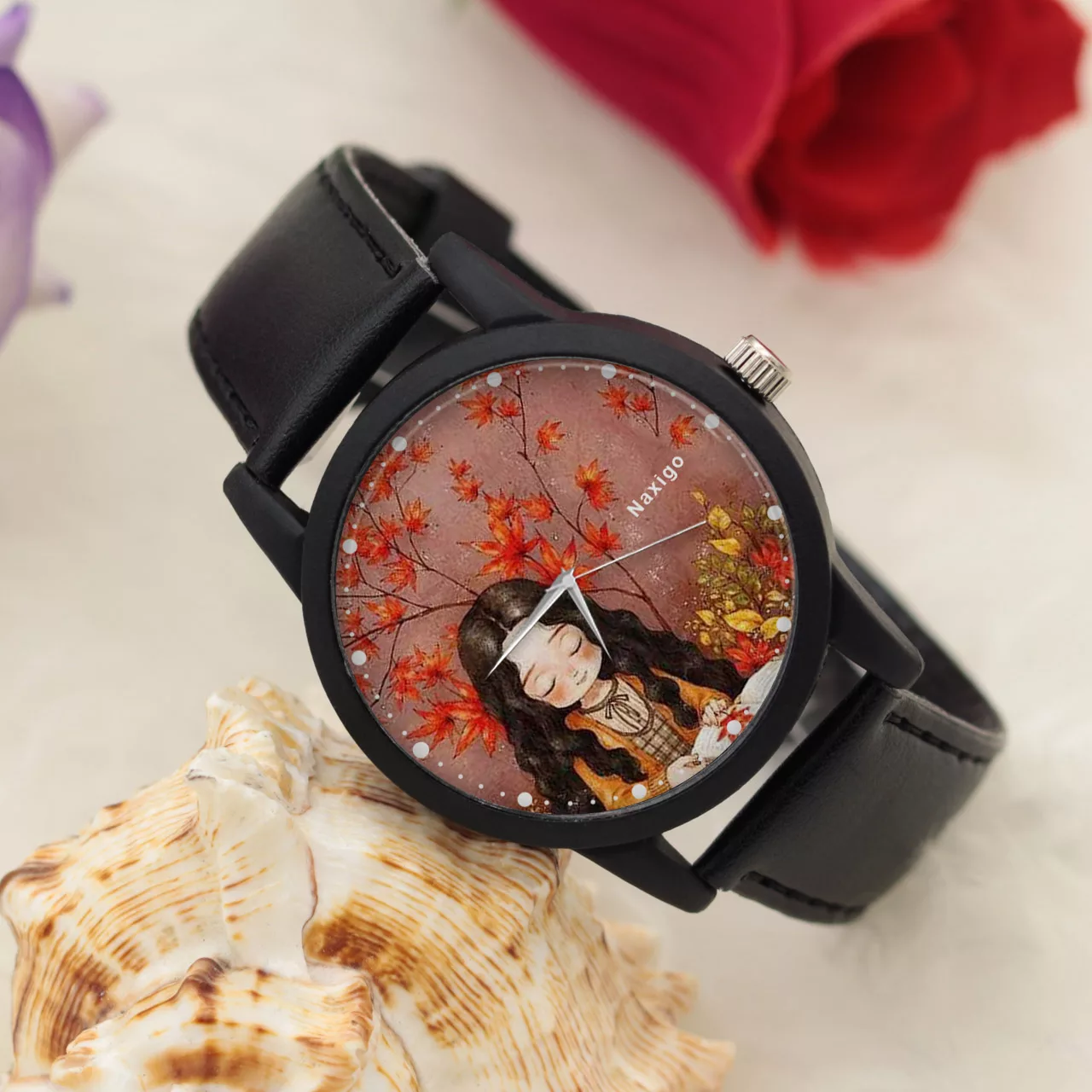 ساعت مچی عقربه ای ناکسیگو مدل دخترانه فانتزی کد LF12559